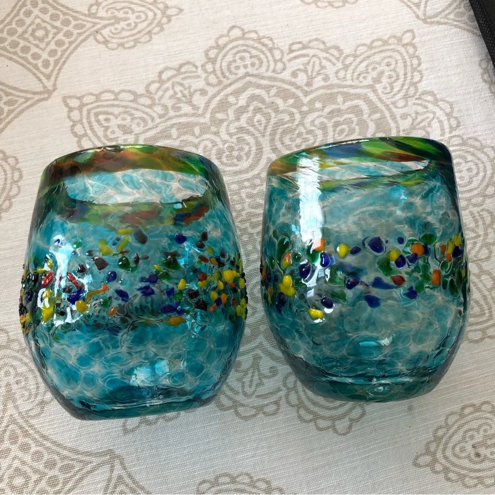 BAMBECO CONFETTI 2 RECYCLED STEMLESS WINE GLASES